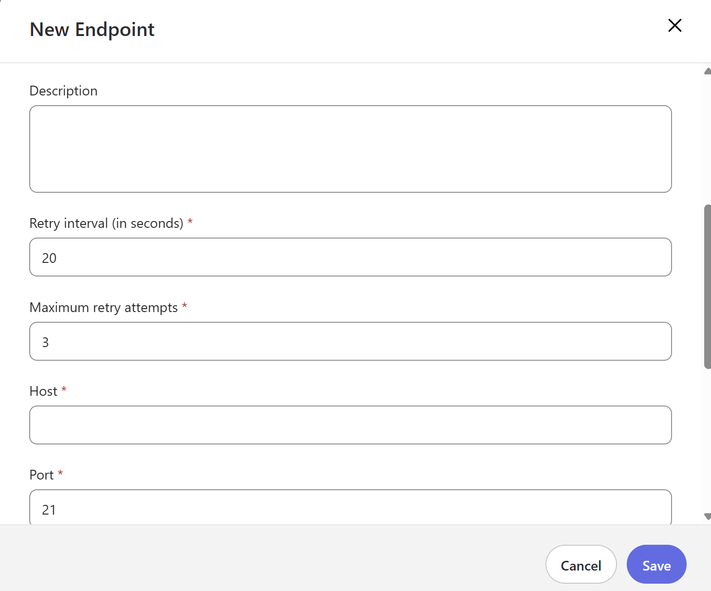 APM Endpoints New Endpoint screenshot